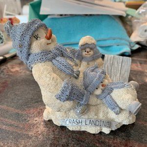 1999 Encore Snow Buddies "Crash Landing" Snowman Figurine